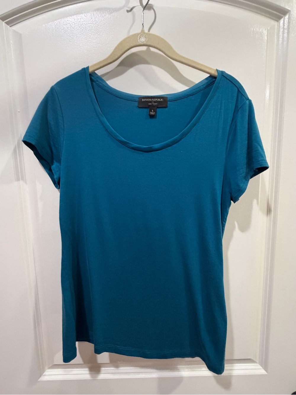 Banana Republic Teal Short Sleeve Scoop Neck Tee